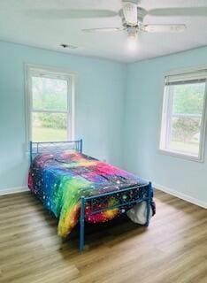 127 Circle St, London, KY 40744 - bedroom featuring baseboards, wood finished floors, and ceiling fan
