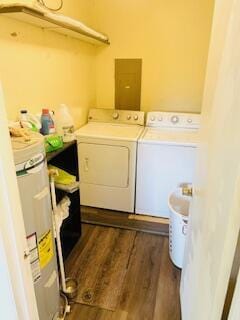 127 Circle St, London, KY 40744 - washroom featuring electric water heater, separate washer and dryer, and dark wood-style floors
