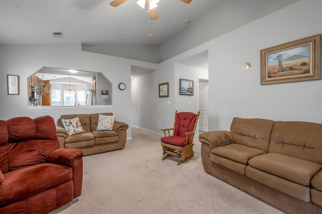 408 Joseph Bryan Way, Lexington, KY 40514 - carpeted living area with lofted ceiling and ceiling fan