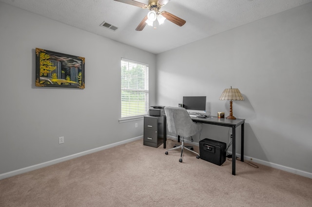 408 Joseph Bryan Way, Lexington, KY 40514 - office with ceiling fan, carpet flooring, baseboards, and a textured ceiling