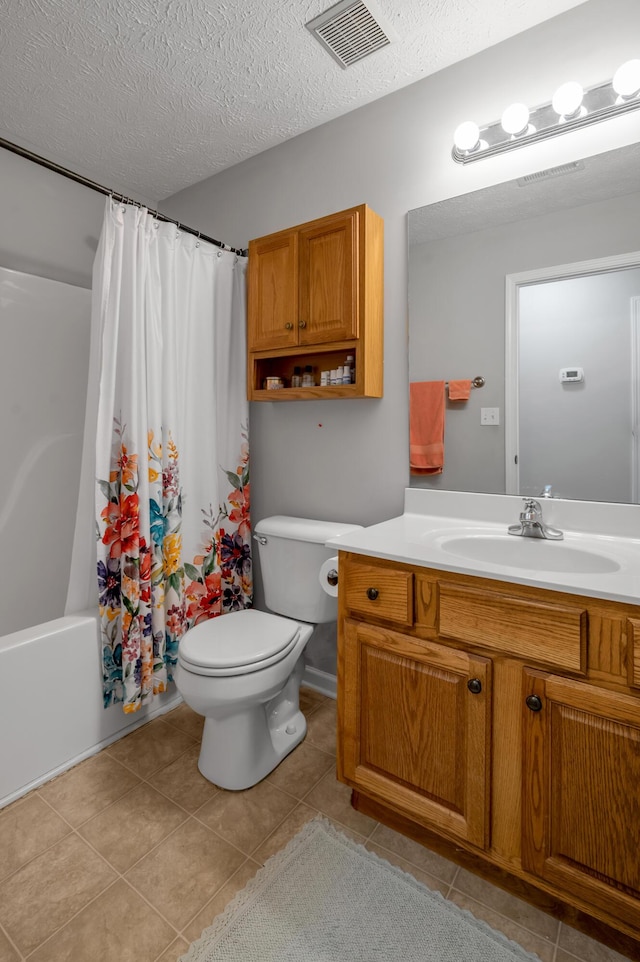 408 Joseph Bryan Way, Lexington, KY 40514 - full bathroom with toilet, vanity, tile patterned floors, a textured ceiling, and shower / bathtub combination with curtain