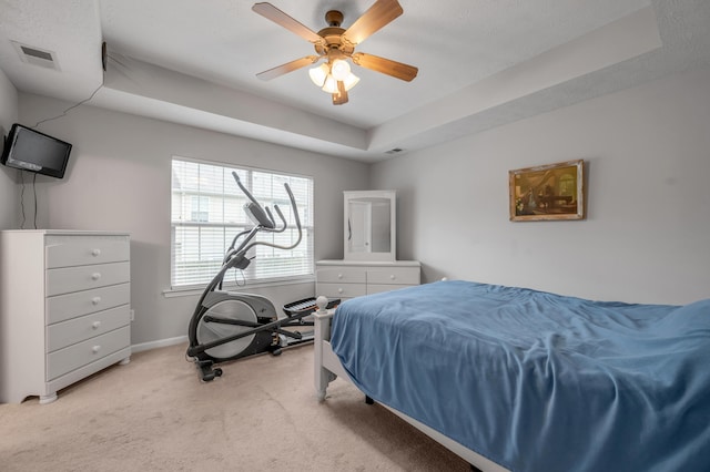 408 Joseph Bryan Way, Lexington, KY 40514 - bedroom featuring light colored carpet, a raised ceiling, a ceiling fan, and baseboards