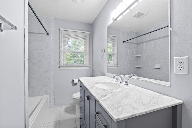 1609 Magna Oak Dr, Lexington, KY 40515 - bathroom featuring vanity, bathtub / shower combination, toilet, baseboards, and a textured ceiling
