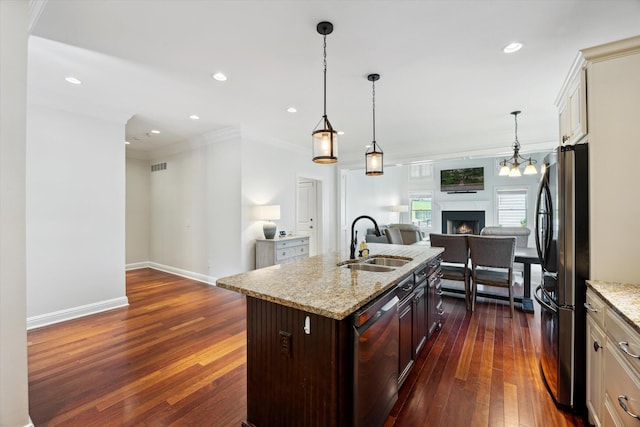 1821 Goodpaster Way, Lexington, KY 40505 - kitchen with a sink, stainless steel appliances, open floor plan, dark wood-style floors, and recessed lighting
