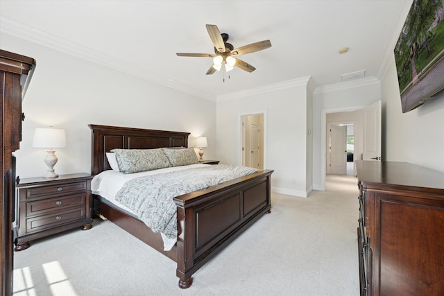1821 Goodpaster Way, Lexington, KY 40505 - bedroom featuring light colored carpet, crown molding, baseboards, and ceiling fan