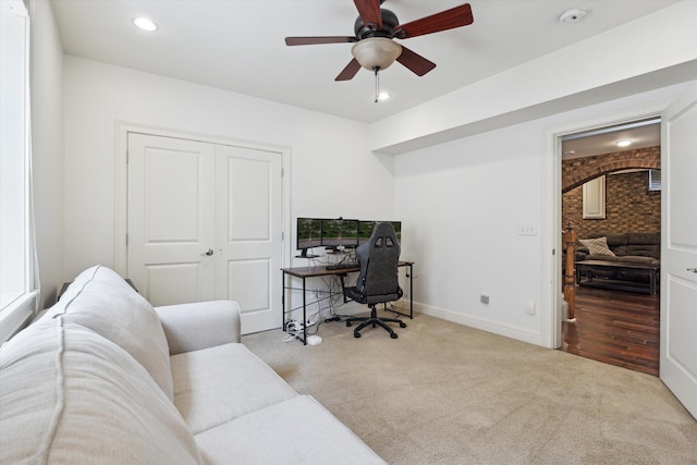 1821 Goodpaster Way, Lexington, KY 40505 - office area featuring carpet floors, ceiling fan, recessed lighting, and baseboards