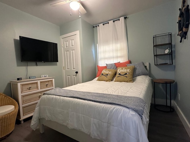 1990 Wells Landing Rd, Danville, KY 40422 - bedroom with baseboards, a ceiling fan, and wood finished floors