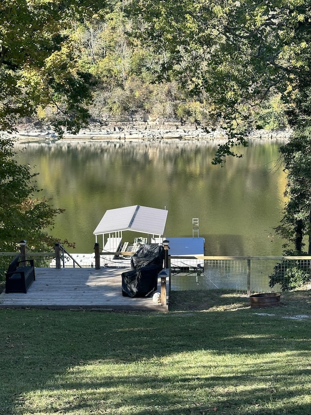 1990 Wells Landing Rd, Danville, KY 40422 - dock area with a water view and a lawn