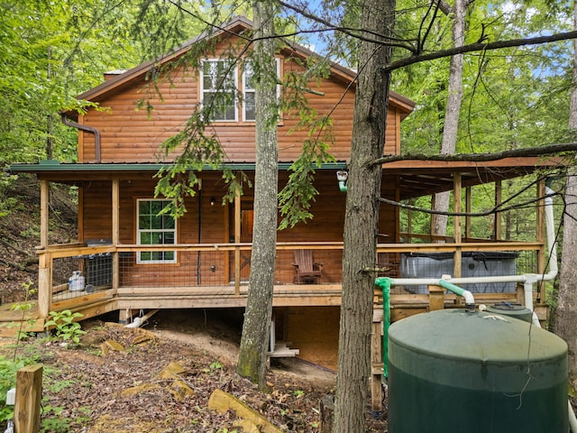 222 Muir Rd, Rogers, KY 41365 - rear view of property featuring log veneer siding