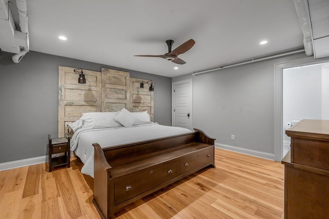 517 W Main St, Lexington, KY 40507 - bedroom featuring baseboards, light wood-style floors, recessed lighting, and ceiling fan