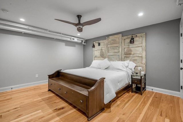 517 W Main St, Lexington, KY 40507 - bedroom featuring baseboards, light wood-style floors, recessed lighting, and ceiling fan