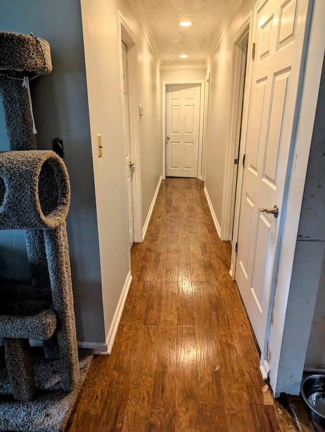 400 Verna Dr, Winchester, KY 40391 - hallway featuring crown molding, wood-type flooring, baseboards, and recessed lighting
