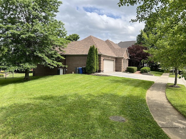 3144 Brighton Place Dr, Lexington, KY 40509 - view of property exterior with driveway, a garage, brick siding, and roof with shingles