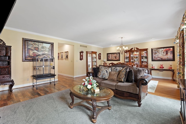 6A Charleston Greene, Danville, KY 40422 - living room with wood finished floors, a chandelier, crown molding, and baseboards