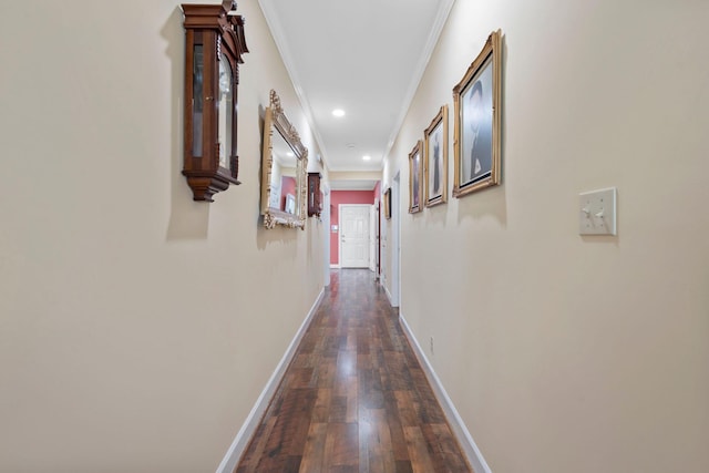 6A Charleston Greene, Danville, KY 40422 - hallway featuring dark wood finished floors, crown molding, baseboards, and recessed lighting