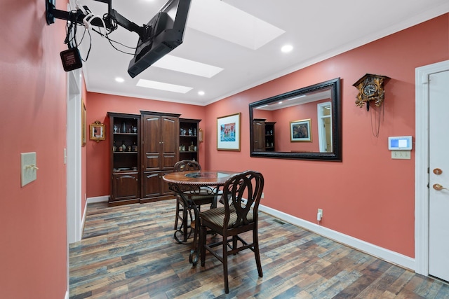6A Charleston Greene, Danville, KY 40422 - dining space featuring a skylight, wood finished floors, ornamental molding, baseboards, and recessed lighting