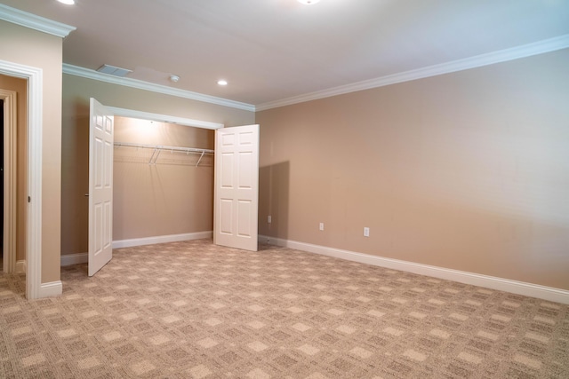 20 Walnut Hill Ct, Cynthiana, KY 41031 - unfurnished bedroom with ornamental molding, light colored carpet, a closet, recessed lighting, and baseboards