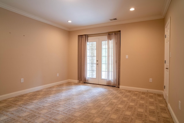 20 Walnut Hill Ct, Cynthiana, KY 41031 - unfurnished room with recessed lighting, light colored carpet, crown molding, baseboards, and french doors