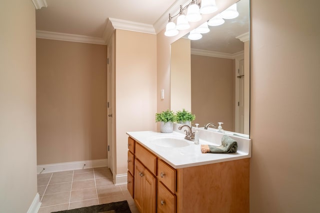 20 Walnut Hill Ct, Cynthiana, KY 41031 - bathroom featuring vanity, crown molding, tile patterned flooring, and baseboards