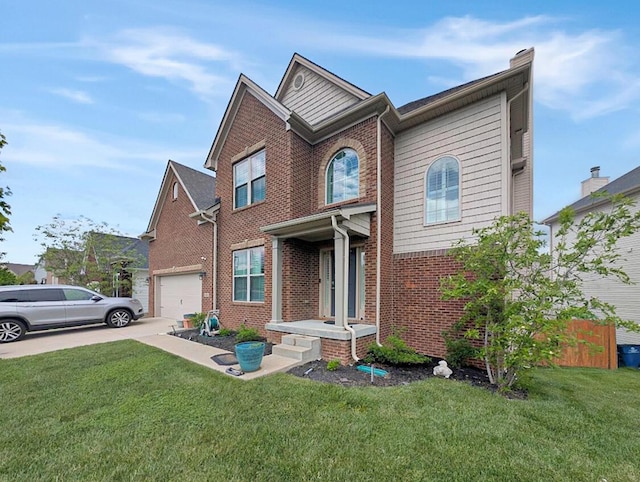 4663 Larkhill Ln, Lexington, KY 40509 - traditional-style home featuring brick siding, a front lawn, and driveway