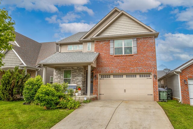 3757 Hardwood Rd, Lexington, KY 40509 - traditional home with concrete driveway, a garage, a shingled roof, and a front lawn