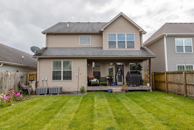 3757 Hardwood Rd, Lexington, KY 40509 - rear view of house featuring a shingled roof and central air condition unit