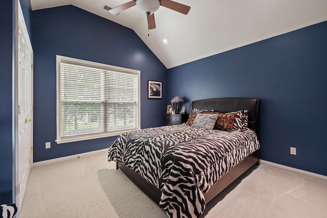 2293 Sunningdale Dr, Lexington, KY 40509 - bedroom featuring carpet, vaulted ceiling, ceiling fan, and baseboards