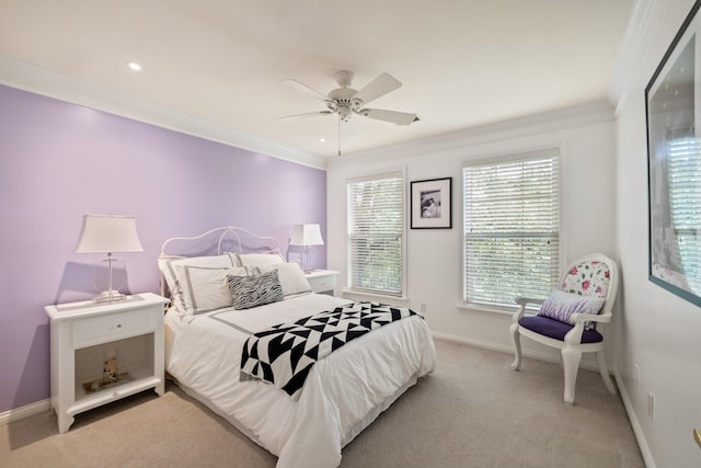 2293 Sunningdale Dr, Lexington, KY 40509 - carpeted bedroom featuring baseboards, crown molding, and ceiling fan