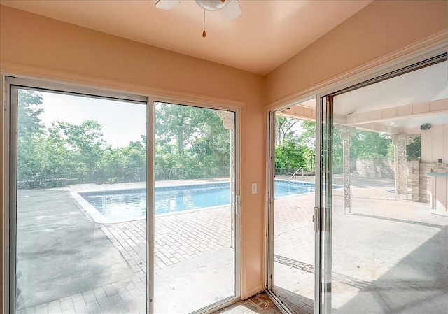 523 Leawood Dr, Frankfort, KY 40601 - doorway with a ceiling fan