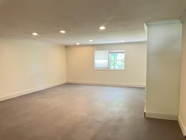 77 Travis Burchfield Rd, Strunk, KY 42649 - empty room featuring ornamental molding, recessed lighting, baseboards, and concrete flooring