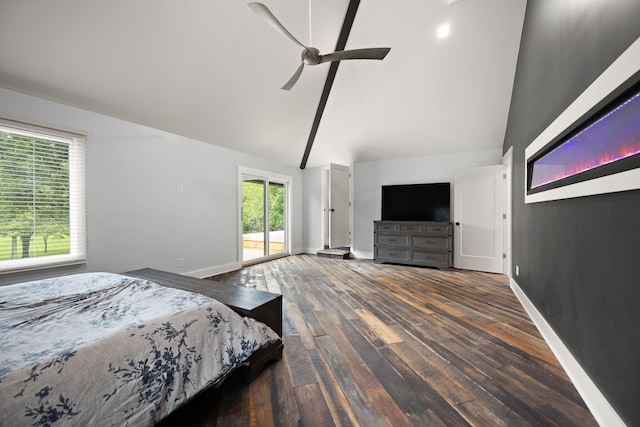 104 Barkley Ests, Nicholasville, KY 40356 - bedroom featuring access to exterior, multiple windows, wood finished floors, baseboards, and high vaulted ceiling