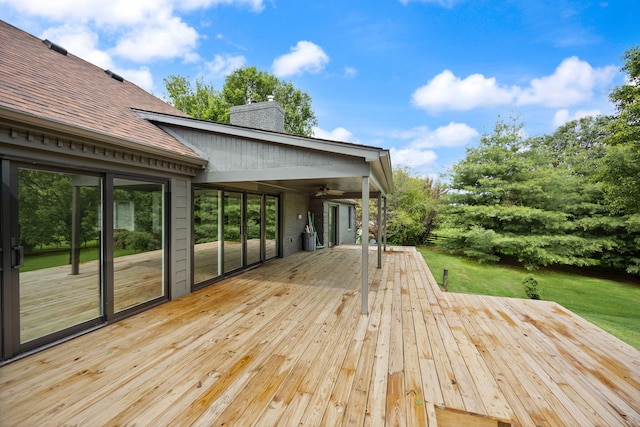 104 Barkley Ests, Nicholasville, KY 40356 - wooden deck with a lawn and ceiling fan