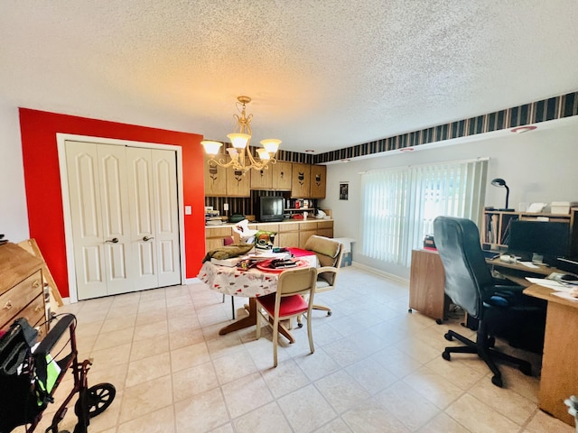 1465 Ky-1629, Corbin, KY 40701 - dining space with a chandelier, a textured ceiling, and an office area