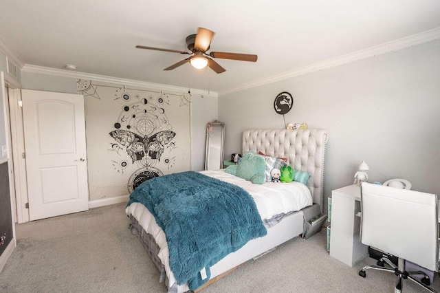 177 Swilcan Bridge Way, Georgetown, KY 40324 - carpeted bedroom with ornamental molding, baseboards, and ceiling fan