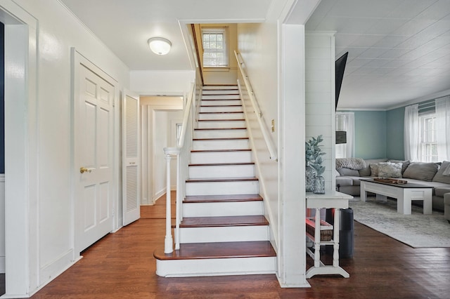 832 N 25th St, Middlesboro, KY 40965 - stairs featuring wood finished floors and ornamental molding