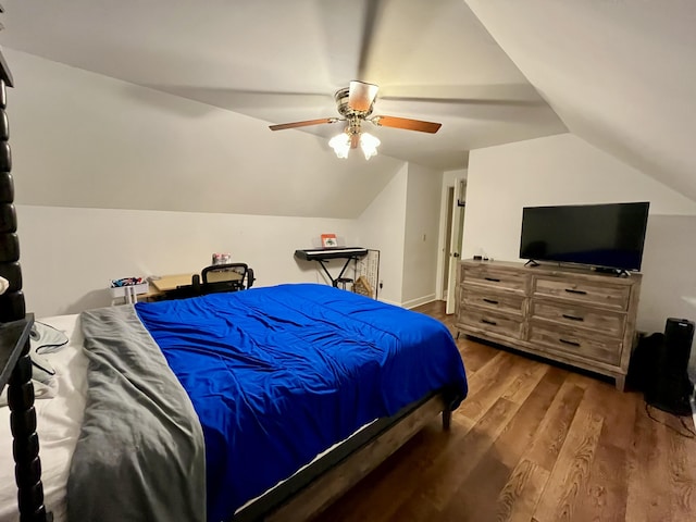 2953 Somerset Rd, London, KY 40741 - bedroom featuring wood finished floors, vaulted ceiling, and ceiling fan