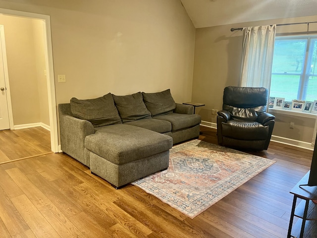2953 Somerset Rd, London, KY 40741 - living room featuring baseboards, wood finished floors, and vaulted ceiling