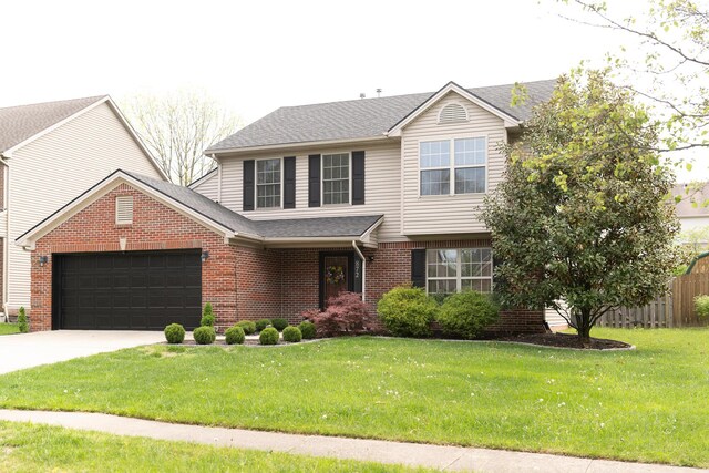 872 Calypso Breeze Dr, Lexington, KY 40515 - view of front of house featuring an attached garage, brick siding, driveway, and a shingled roof