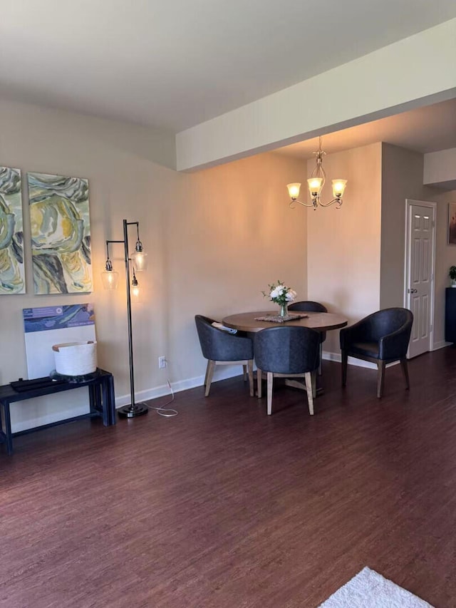 2765 Meadowsweet Ln, Lexington, KY 40511 - dining room featuring dark wood-style flooring, baseboards, and a chandelier