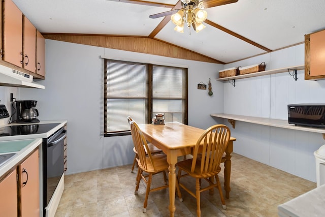 14 Scarlets Way, Bronston, KY 42518 - dining room with vaulted ceiling and a ceiling fan