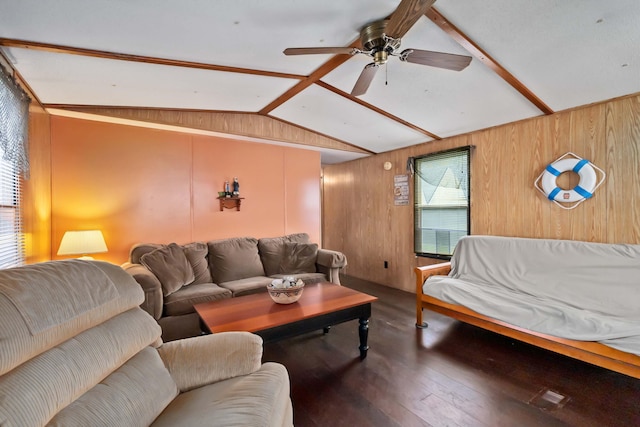 14 Scarlets Way, Bronston, KY 42518 - living room with wood finished floors, ceiling fan, and wooden walls