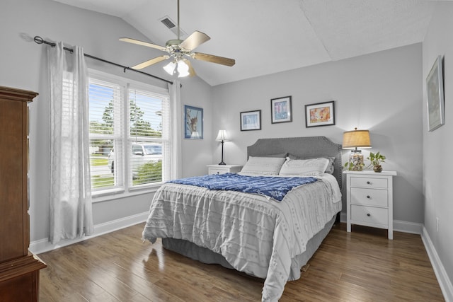 3648 Cottage Cir, Lexington, KY 40513 - bedroom featuring lofted ceiling, wood finished floors, baseboards, and ceiling fan