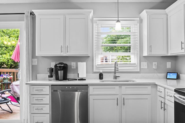 3648 Cottage Cir, Lexington, KY 40513 - kitchen with dishwasher, a sink, white cabinets, and light countertops