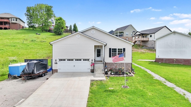 116 Hackberry Ct, Frankfort, KY 40601 - view of front of house featuring a garage, a front yard, driveway, and a residential view