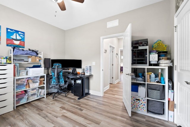 116 Hackberry Ct, Frankfort, KY 40601 - home office featuring a ceiling fan, wood finished floors, and baseboards