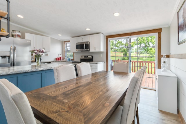 460 Keller Ln, Science Hill, KY 42553 - dining room featuring ornamental molding, recessed lighting, and light wood-type flooring