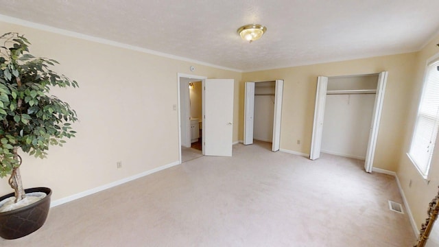 281 Osage Ct, Lexington, KY 40509 - unfurnished bedroom with multiple closets, light carpet, multiple windows, and baseboards