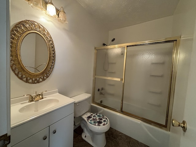 281 Osage Ct, Lexington, KY 40509 - full bathroom featuring vanity, toilet, enclosed tub / shower combo, a textured ceiling, and tile patterned flooring