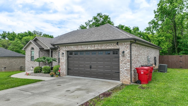 140 Central Park Ave, Berea, KY 40403 - view of front facade with brick siding, an attached garage, driveway, roof with shingles, and cooling unit