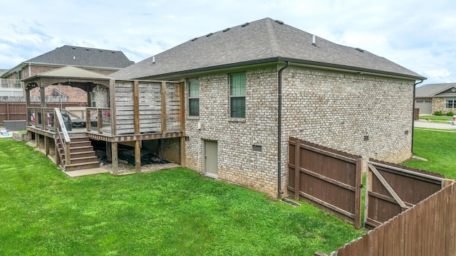 140 Central Park Ave, Berea, KY 40403 - rear view of property featuring a gazebo, a wooden deck, roof with shingles, and brick siding